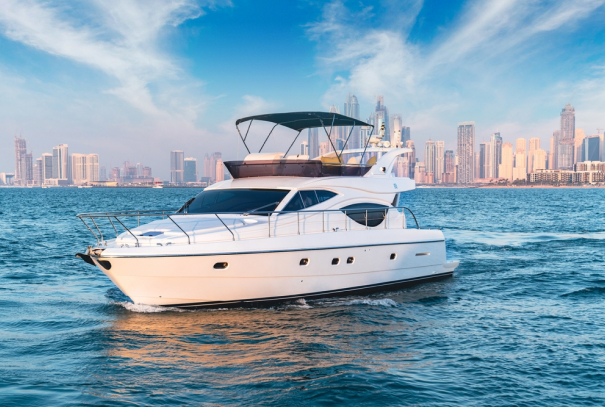 Yacht cruising at sea