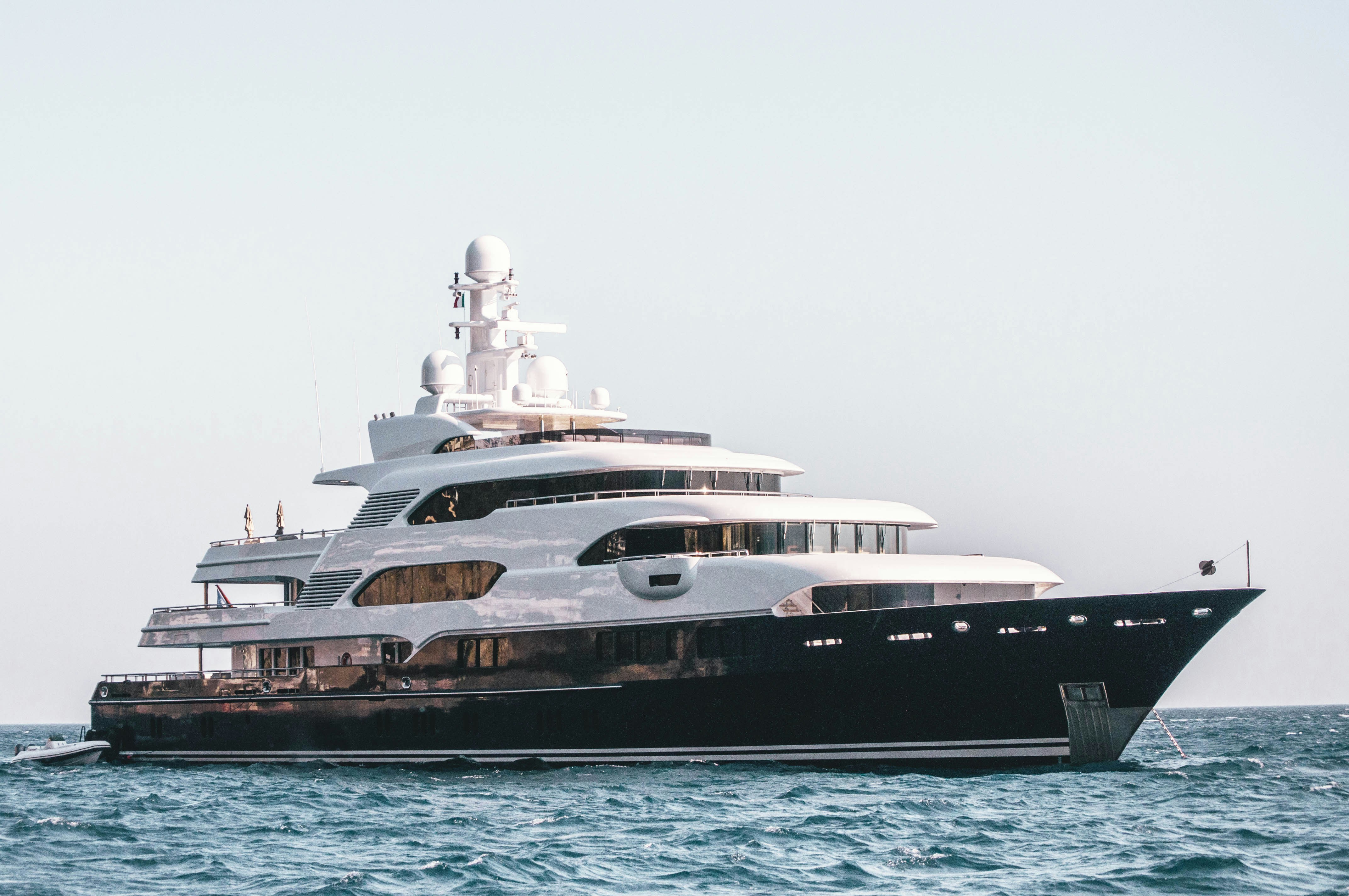 Luxury yacht on open water
